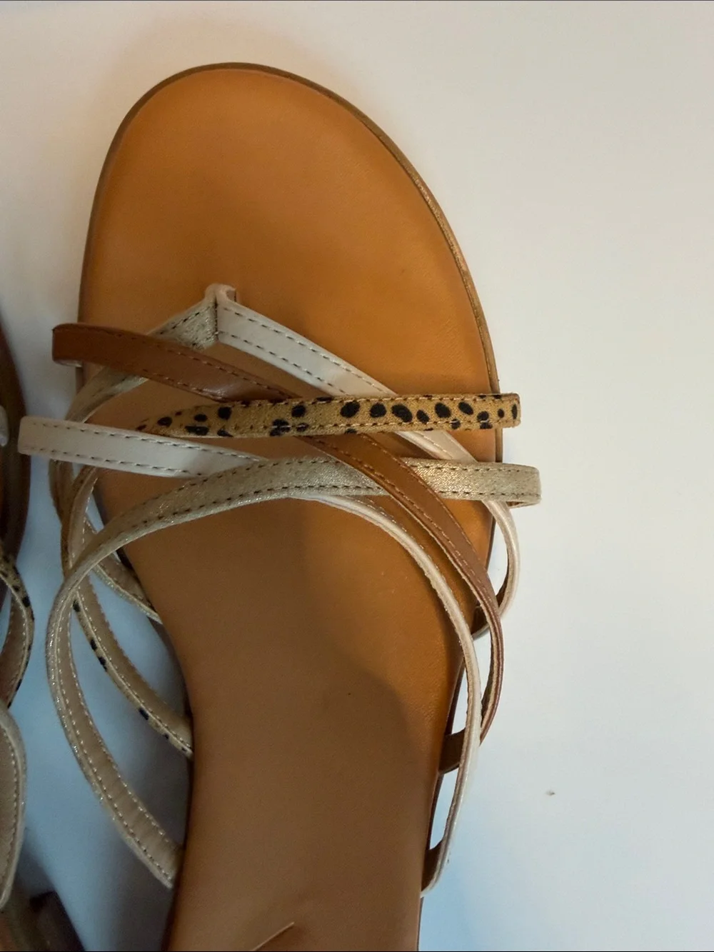 Strappy Tan and Cream Women's Sandals